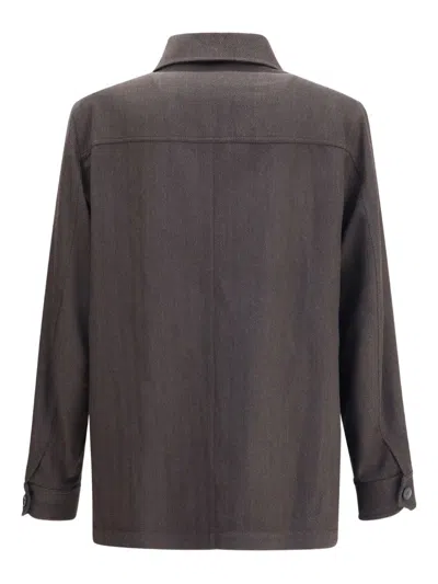 Brioni Herringbone Jacket In Gray