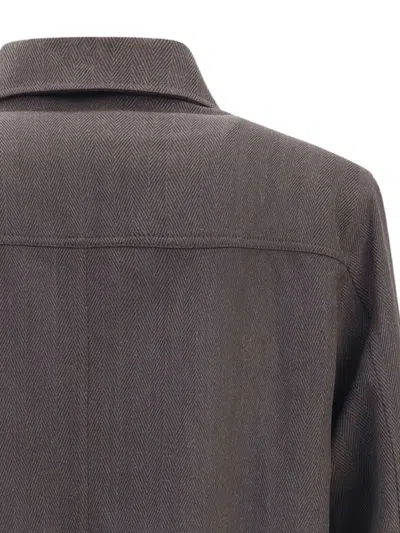 Brioni Herringbone Jacket In Gray