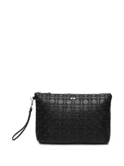 V73 Embossed-pattern Clutch In Black