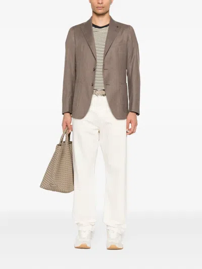 Tagliatore Two-button Patch-pocket Jacket In Brown