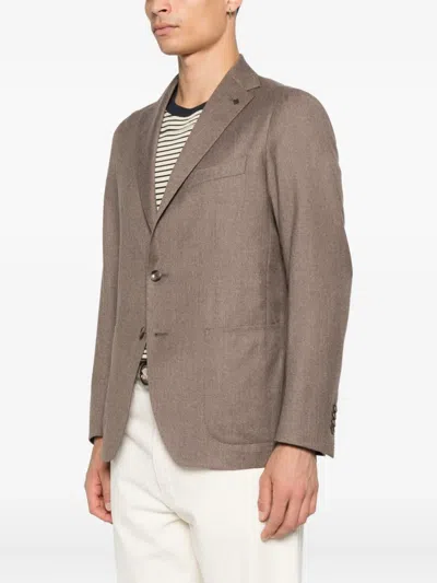 Tagliatore Two-button Patch-pocket Jacket In Brown