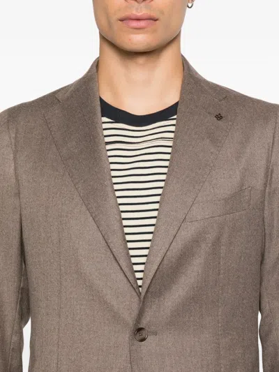 Tagliatore Two-button Patch-pocket Jacket In Brown