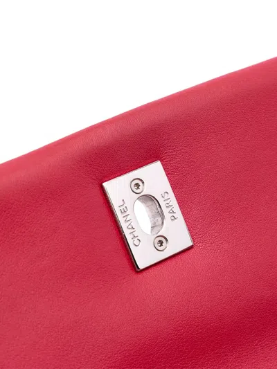 Pre-owned Chanel 2014 Medium Quilted Lambskin And Caviar Bi Coco Flap Crossbody Bag In Red