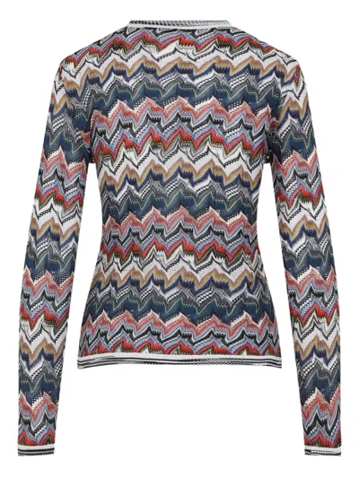 Missoni Womens Multicolor Tones Chevron V-neck Knit Cardigan In Gray