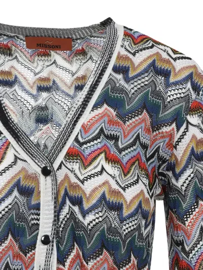 Missoni Womens Multicolor Tones Chevron V-neck Knit Cardigan In Gray