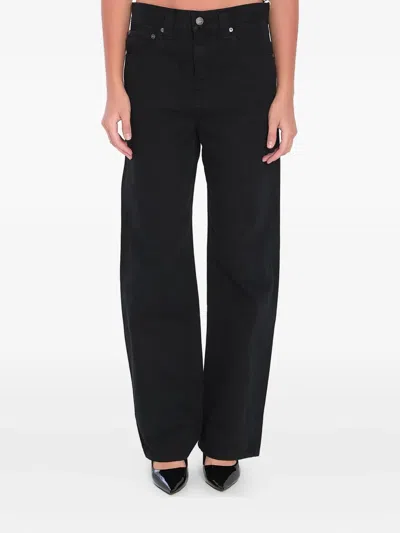 Khaite Bacall Low Rise Straight Jeans In Black