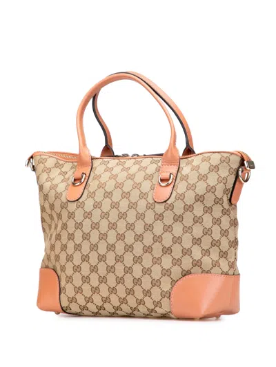 Pre-owned Gucci 2000-2015 Gg Canvas Heart Bit Satchel In Brown