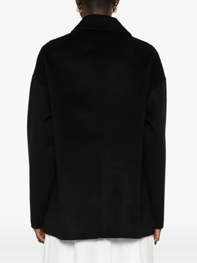 Anine Bing Button Detail Coat Collared Design Pockets In Black