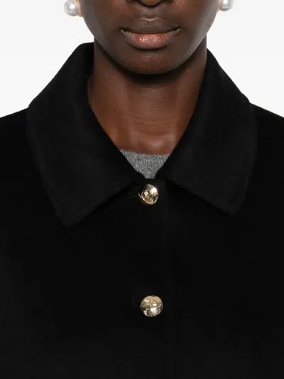 Anine Bing Button Detail Coat Collared Design Pockets In Black