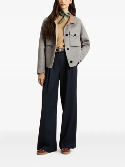 Woolrich Double Flap-pocket Long-sleeve Jacket In Gray