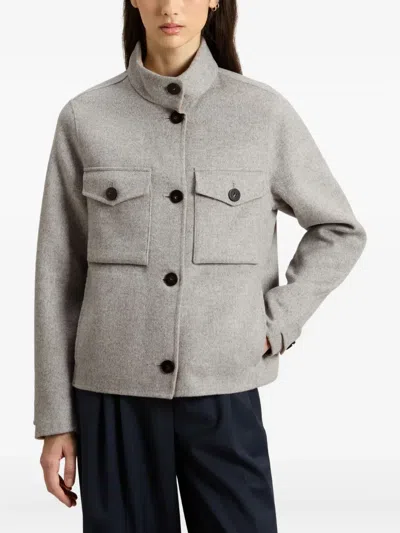 Woolrich Double Flap-pocket Long-sleeve Jacket In Gray