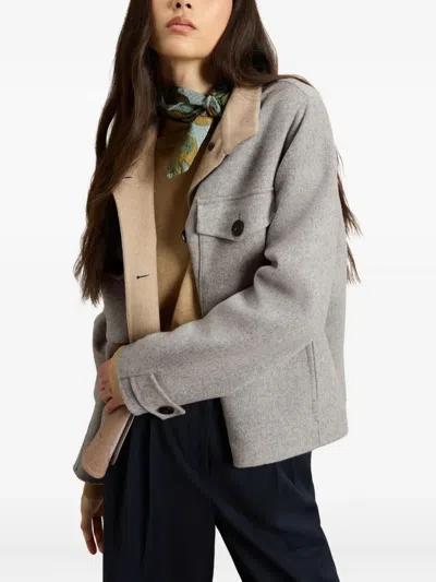 Woolrich Double Flap-pocket Long-sleeve Jacket In Gray