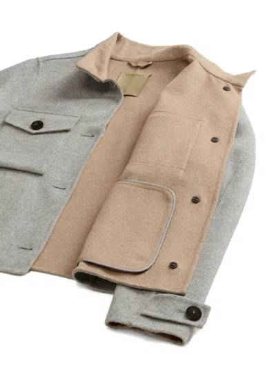 Woolrich Double Flap-pocket Long-sleeve Jacket In Gray