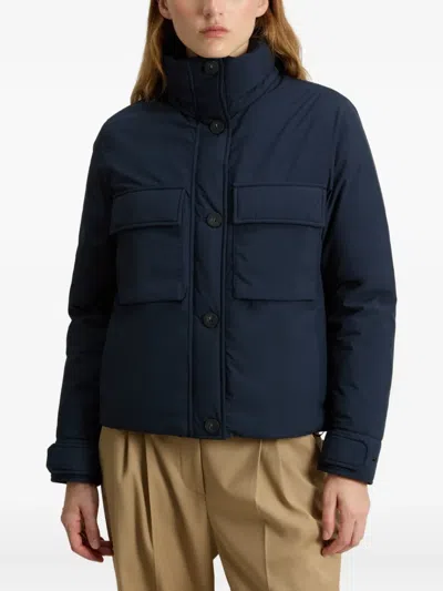 Woolrich Flap-pocket Padded Jacket In Blue