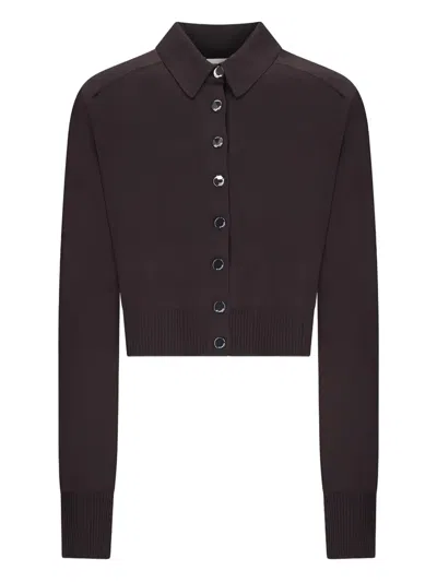 Sportmax Cropped Cardigan Pointed Collar In Brown