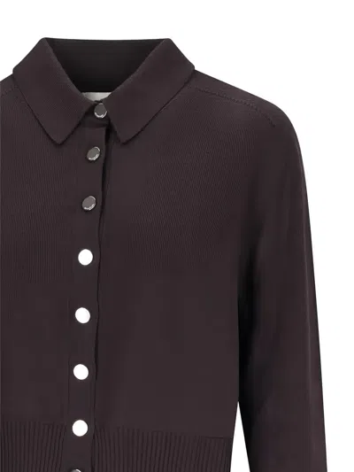 Sportmax Cropped Cardigan Pointed Collar In Brown