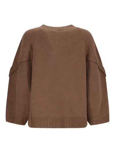 Max Mara Knitwear With Button Detail And Raglan Sleeves In Brown