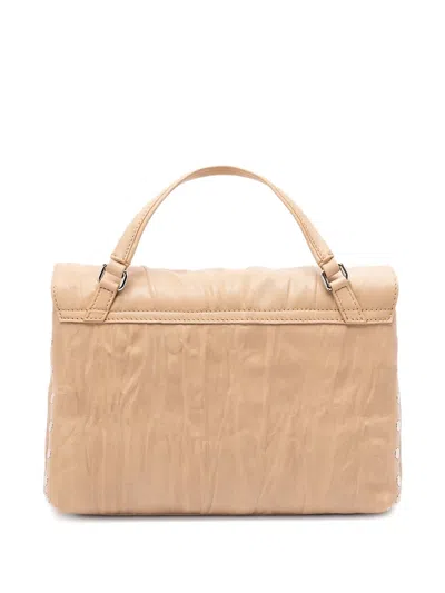 Zanellato Structured Beige Lamb Leather Shoulder Bag In Brown