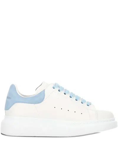 Alexander Mcqueen Oversize Sneakers In White And Light Blue Calf Leather In Multi