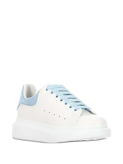 Alexander Mcqueen Oversize Sneakers In White And Light Blue Calf Leather In Multi