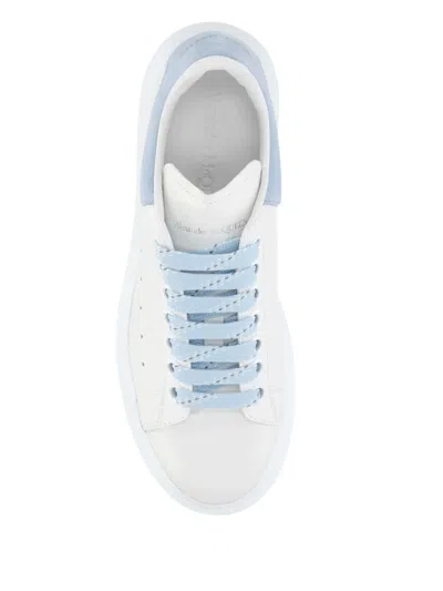 Alexander Mcqueen Oversize Sneakers In White And Light Blue Calf Leather In Multi