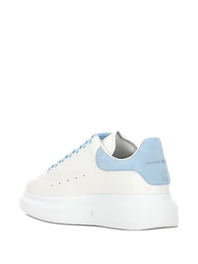 Alexander Mcqueen Oversize Sneakers In White And Light Blue Calf Leather In Multi