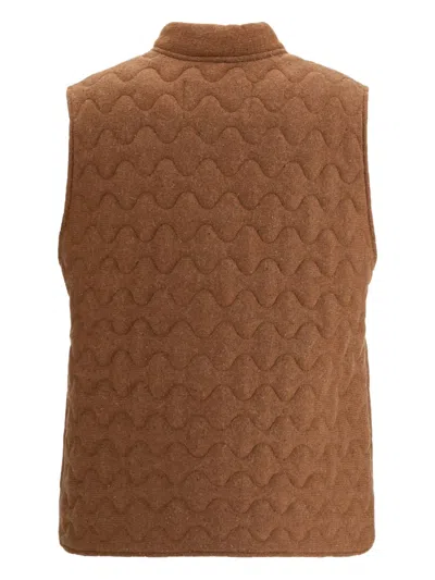 Fabiana Filippi Brown Fleece Wool Sleeveless Jacket In Brown