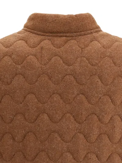 Fabiana Filippi Brown Fleece Wool Sleeveless Jacket In Brown