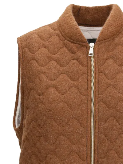 Fabiana Filippi Brown Fleece Wool Sleeveless Jacket In Brown