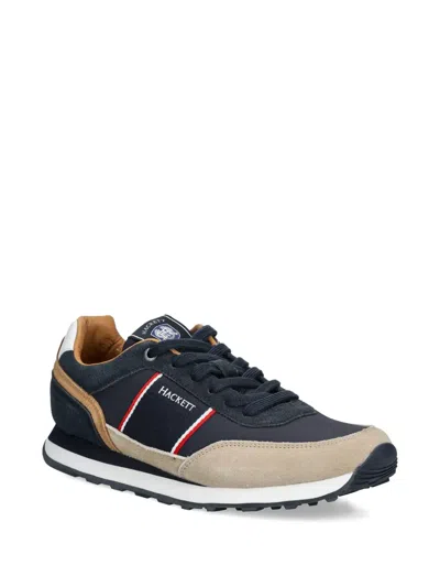 Hackett Suede-panel Striped Sneakers In Blue