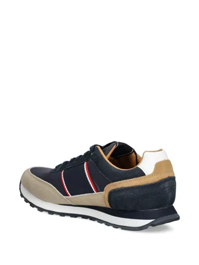 Hackett Suede-panel Striped Sneakers In Blue