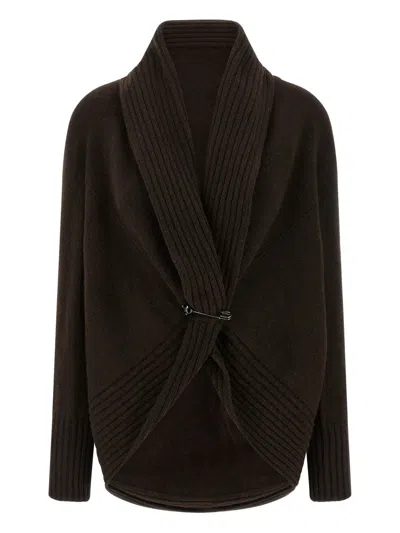 Alberta Ferretti Alexander Mcqueen Black Cotton Blend Dresses In Brown