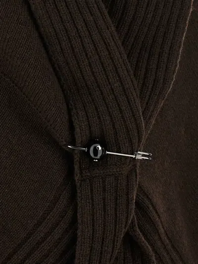 Alberta Ferretti Alexander Mcqueen Black Cotton Blend Dresses In Brown