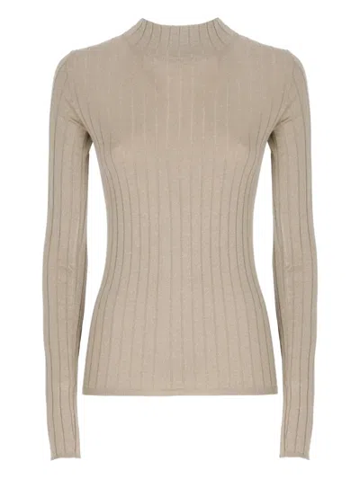 Brunello Cucinelli Cashmere Blend Glitter Crewneck Sweater In Brown
