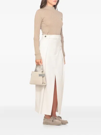 Brunello Cucinelli Cashmere Blend Glitter Crewneck Sweater In Brown