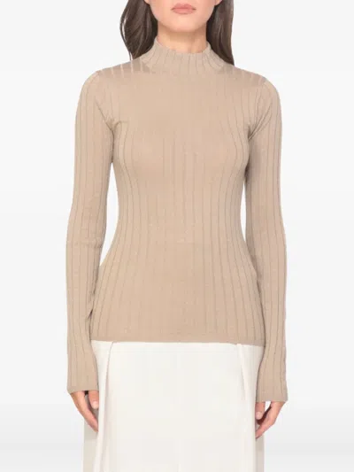 Brunello Cucinelli Cashmere Blend Glitter Crewneck Sweater In Brown