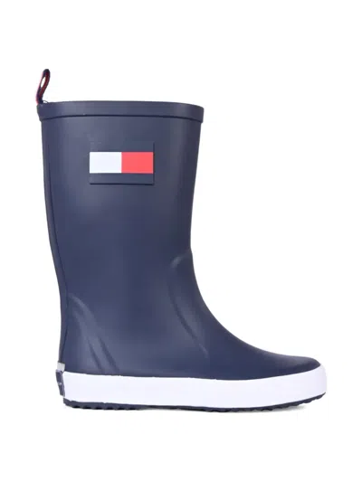 Tommy Hilfiger Junior Flag-logo Pull-on Boots In Blue