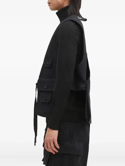 Engineered Garments Multi-pocket Belted Vest In Black
