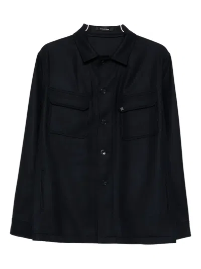 Tagliatore Buttoned Flap-pocket Overshirt In Black