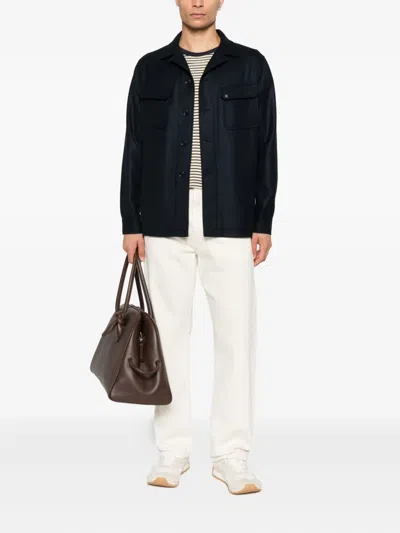 Tagliatore Buttoned Flap-pocket Overshirt In Black