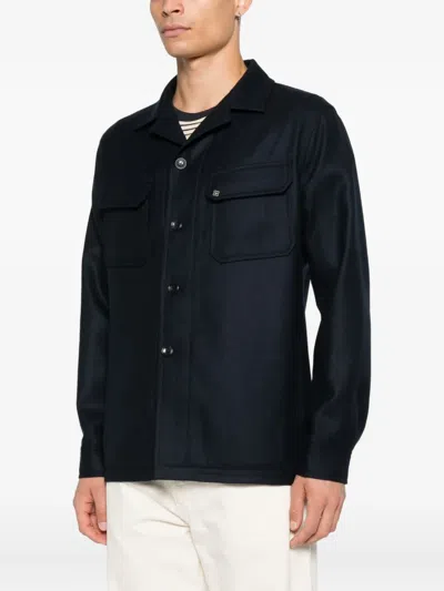Tagliatore Buttoned Flap-pocket Overshirt In Black