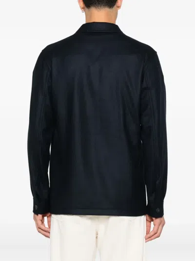 Tagliatore Buttoned Flap-pocket Overshirt In Black
