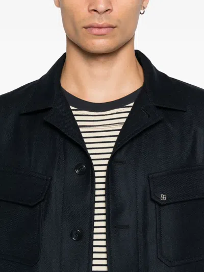 Tagliatore Buttoned Flap-pocket Overshirt In Black