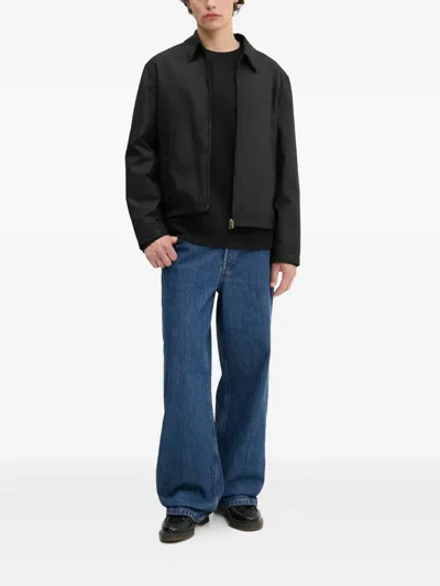 Hugo Boss Zip-front Collared Jacket In Black