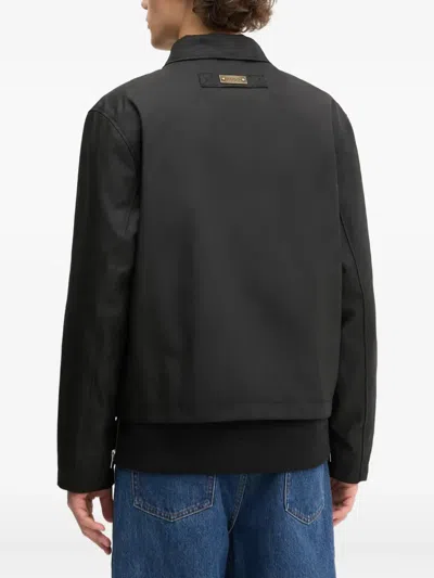 Hugo Boss Zip-front Collared Jacket In Black