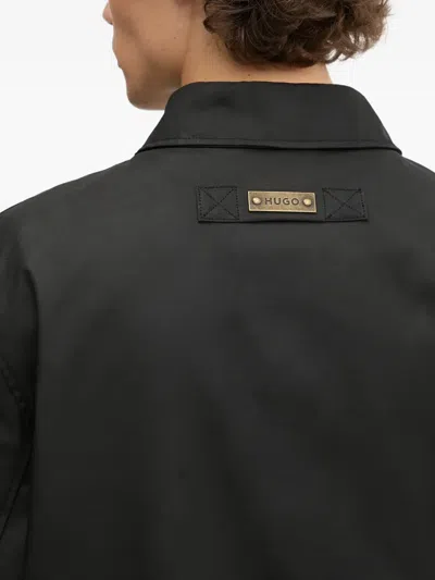 Hugo Boss Zip-front Collared Jacket In Black