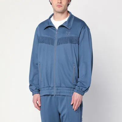 Needles Fringed Sweatshirt With Elastic Cuffs And Pockets In Blue