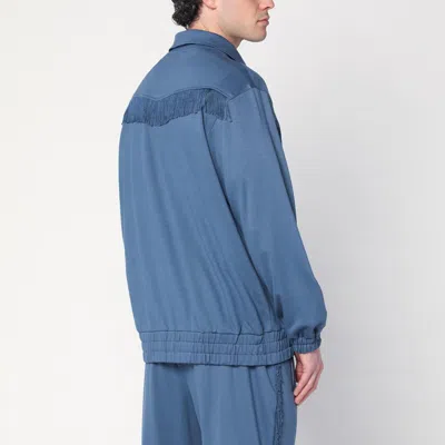 Needles Fringed Sweatshirt With Elastic Cuffs And Pockets In Blue
