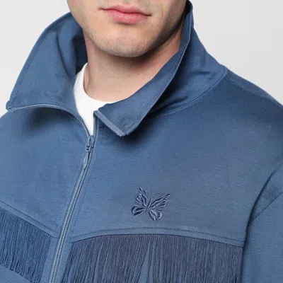 Needles Fringed Sweatshirt With Elastic Cuffs And Pockets In Blue