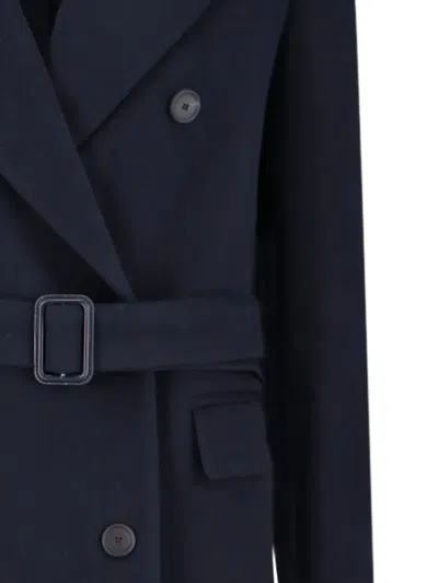 Tagliatore Double-breasted Coat Notched Lapels In Blue